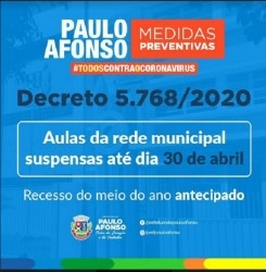 Aulas seguem suspensas até 30 de abril e recesso do meio do ano é antecipado