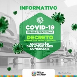 Novo decreto prevê fechamento do comércio e toque de recolher por 15 dias a partir de 29 de julho