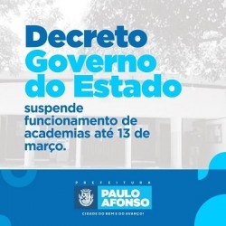 Prefeitura de Paulo Afonso Rui Costa altera suspensão de funcionamento em academias para 13 de março