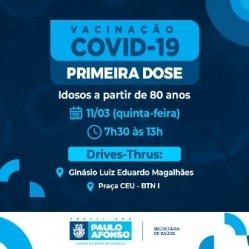 Mais uma etapa de 1ª dose contra covid 19 para idosos a partir de 80 anos será realizada nesta quinta feira 11