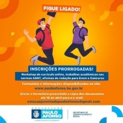 Inscrições para workshops e oficinas são prorrogadas até 16 de abril