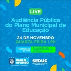 Seduc realiza live da audiência pública do Plano Municipal de Educação nesta quarta feira 24