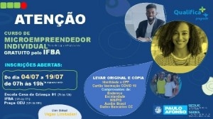 Prefeitura e IFBA ofertam 500 vagas para curso de Microempreendedor Individual com bolsa auxílio financeiro