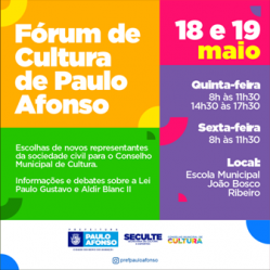 Paulo Afonso realiza Fórum de Cultura nos dias 18 e 19