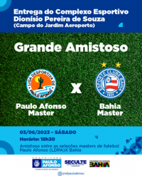 Campo do Jardim Aeroporto será entregue no sábado (3), com amistoso entre seleções masters de Paulo Afonso e do Bahia