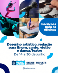 Estação Juventude abre inscrições para as oficinas de desenho artístico, redação para Enem, canto, violão e dança/teatro