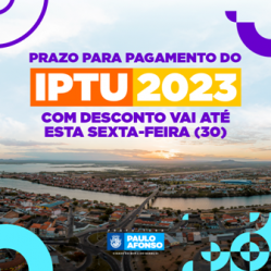 Prazo para pagamento de IPTU com desconto vai até esta sexta-feira (30)