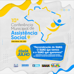 10ª Conferência Municipal de Assistência Social acontece nesta segunda (3) e terça-feira (4)
