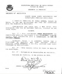 Decretado ponto facultativo o dia 27