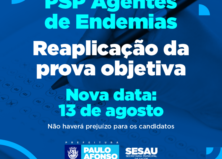 PSP de Agentes de Combate às Endemias: reaplicação da prova objetiva em 13 de agosto