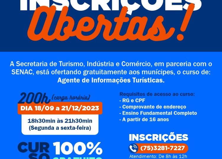 Em parceria com o Senac, Setic abre inscrições para o curso de Agente de Informações Turísticas