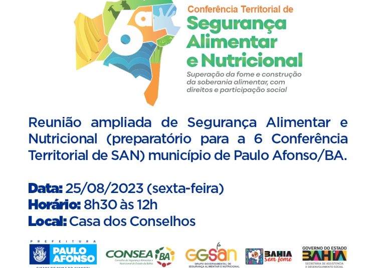 Reunião ampliada de Segurança Alimentar e Nutricional acontece nesta sexta (25)