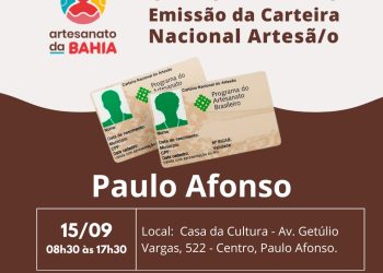 Governo do Estado realiza Caravana de Cadastramento para a Carteira Nacional do Artesão e em Paulo Afonso evento acontece nesta sexta (15)