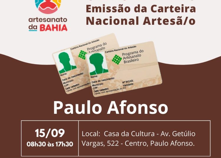 Governo do Estado realiza Caravana de Cadastramento para a Carteira Nacional do Artesão e em Paulo Afonso evento acontece nesta sexta (15)