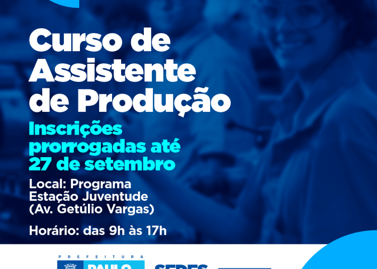 Inscrições para o curso de Assistente de Produção são prorrogadas até quarta-feira (27)