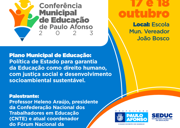 Conferência Municipal de Educação acontece nos dias 17 e 18 de outubro