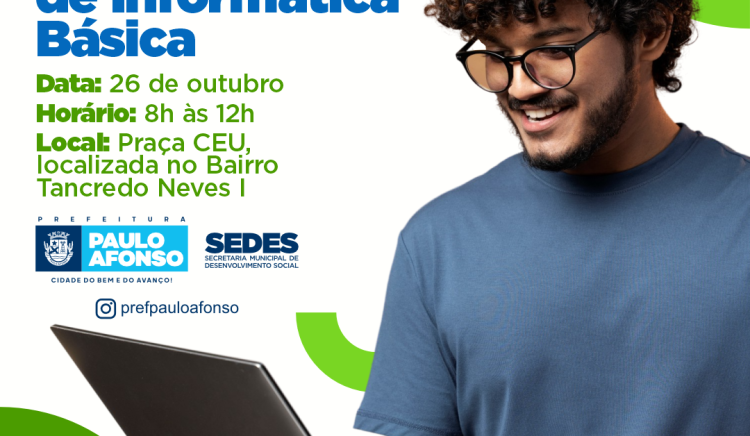 Inscrições para o curso de Informática Básica serão realizadas nesta quinta (26), na Praça CEU
