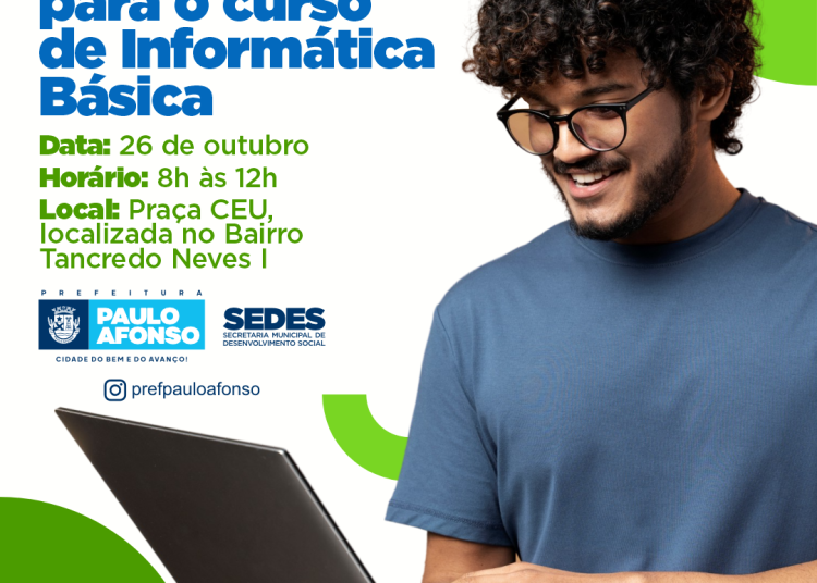 Inscrições para o curso de Informática Básica serão realizadas nesta quinta (26), na Praça CEU