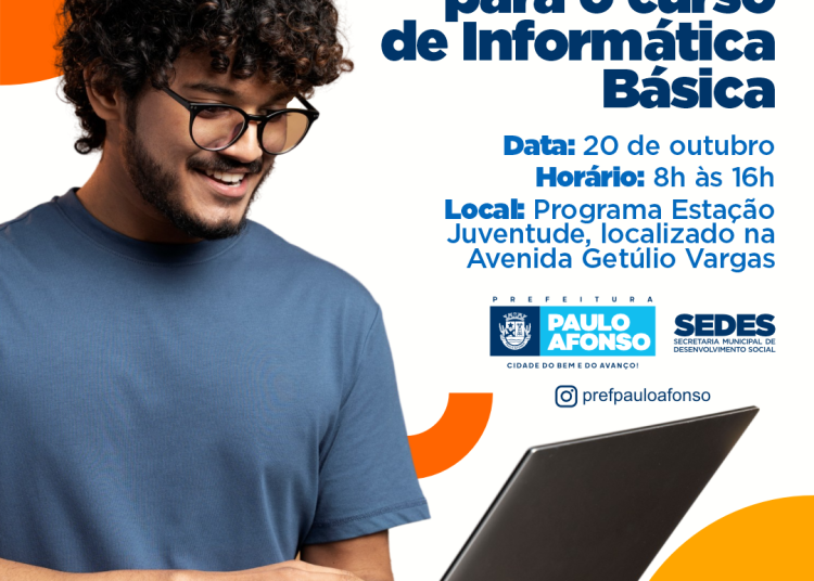 Inscrições do Curso de Informática Básica serão realizadas nesta sexta-feira (20)