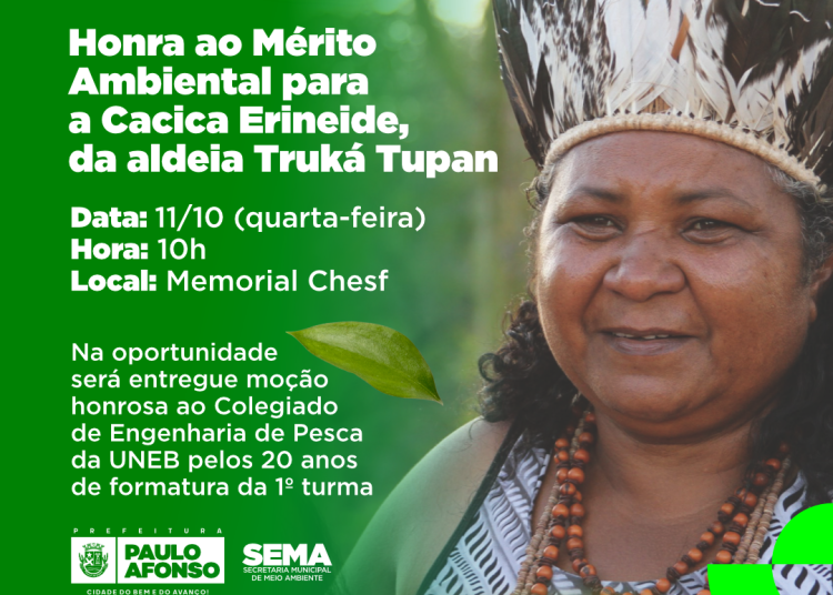 Sema e CMMA realizam solenidade para entrega de Honra ao Mérito Ambiental para a Cacique Erineide da tribo Truká Tupan