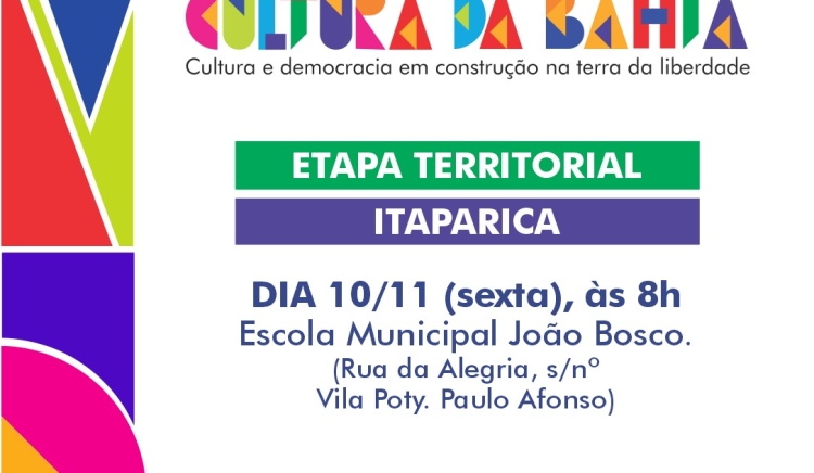VI Conferência Estadual de Cultura acontece nesta sexta (10) na Escola João Bosco