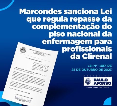 Marcondes sanciona Lei que regula repasse da complementação do piso nacional da enfermagem para profissionais da Clirenal