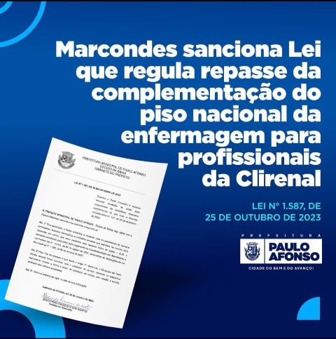 Marcondes sanciona Lei que regula repasse da complementação do piso nacional da enfermagem para profissionais da Clirenal