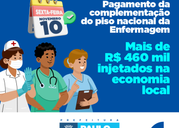 Pagamento da complementação do piso nacional da enfermagem e demais categorias está sendo pago