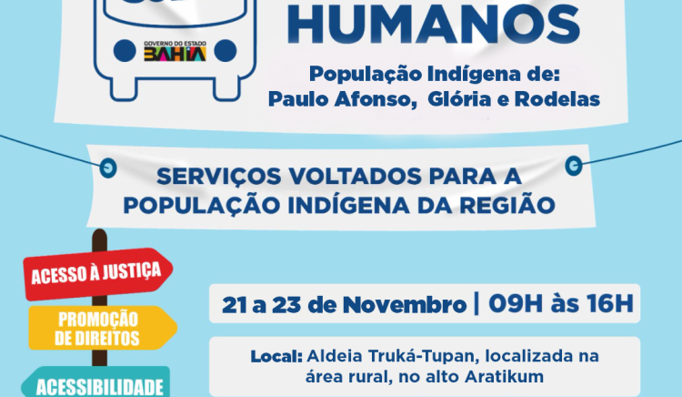 De 21 a 23 de novembro, Caravana de Direitos Humanos disponibiliza diversos serviços para a população indígena