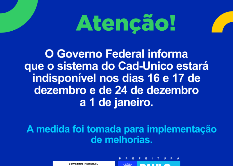 Sistema do Cadastro Único estará indisponível em dois períodos para implementação de melhorias