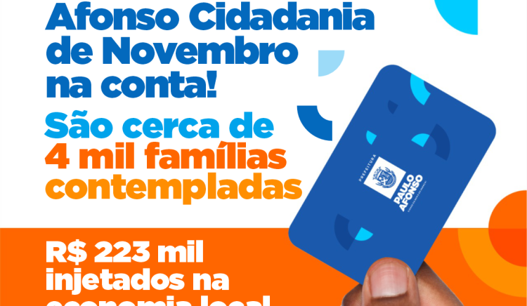 Cartão Paulo Afonso Cidadania de novembro é pago e injeta cerca de R$ 223 mil na economia local