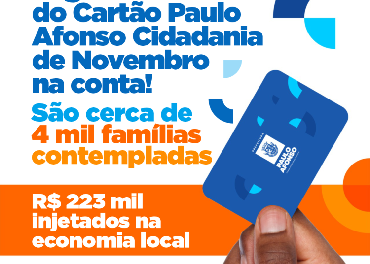 Cartão Paulo Afonso Cidadania de novembro é pago e injeta cerca de R$ 223 mil na economia local