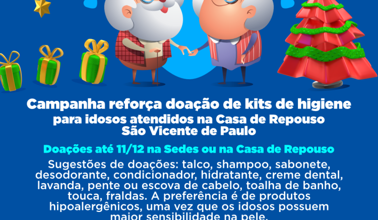 Campanha reforça doação de kits de higiene para idosos atendidos na Casa de Repouso São Vicente de Paulo