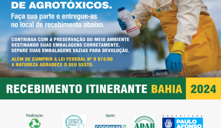 Campanha recolhe embalagens vazias de agrotóxicos no dia 8 de janeiro