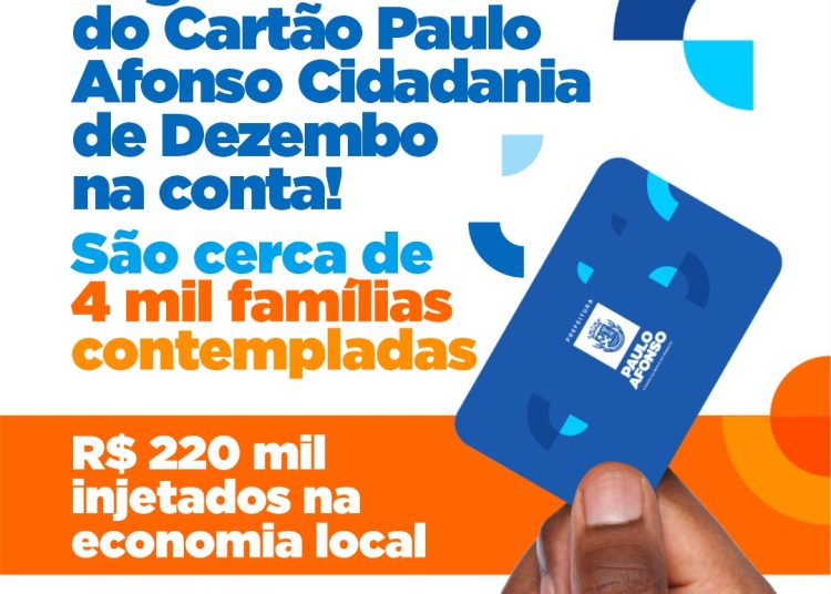 Cartão Paulo Afonso Cidadania de dezembro é pago e injeta cerca de R$ 220 mil na economia local