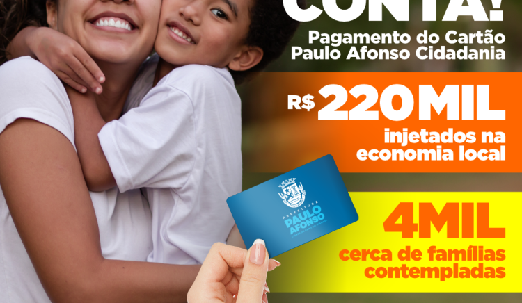 Cartão Paulo Afonso Cidadania de março é pago e injeta cerca de R$ 220 mil na economia local