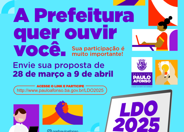 População poderá enviar sugestões e propostas para ajudar na elaboração da LDO 2025 de 28 de março a 9 de abril