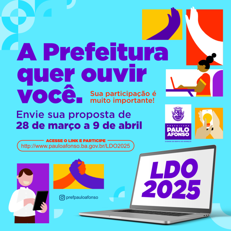 População poderá enviar sugestões e propostas para ajudar na elaboração da LDO 2025 de 28 de março a 9 de abril