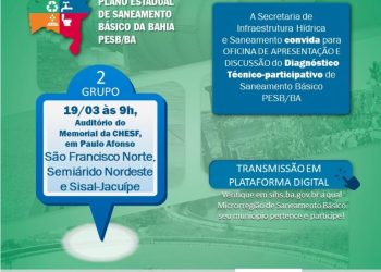 Consórcio Saneando a Bahia realiza oficina sobre diagnóstico técnico-participativo de Saneamento Básico no dia 19, no Memorial Chesf