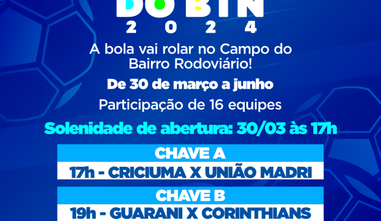Campeonato de Futebol do BTN tem início no dia 30 de março e jogos acontecem no campo do Bairro dos Rodoviários
