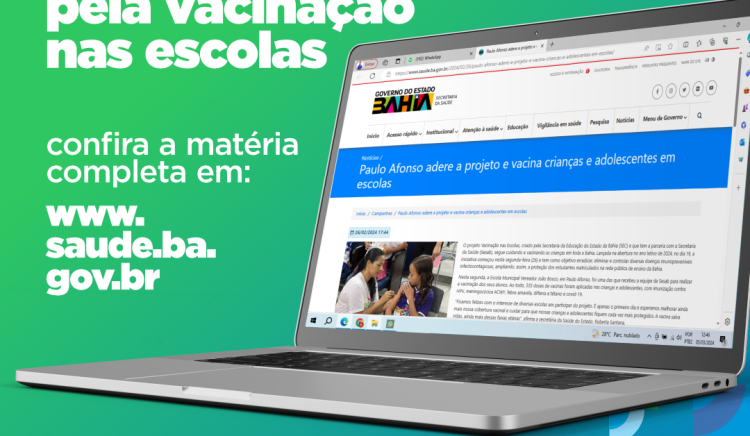 Governo do Estado destaca Paulo Afonso pela Vacinação nas Escolas