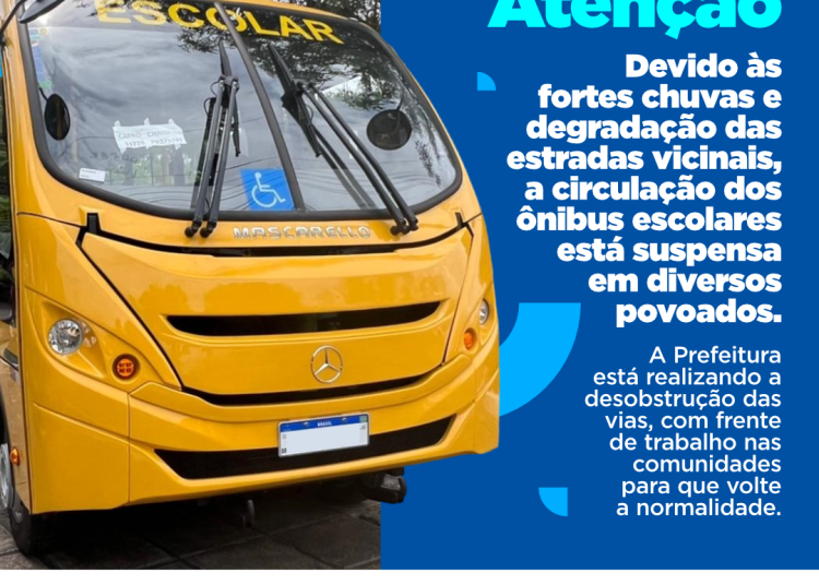 Devido às fortes chuvas e degradação das estradas vicinais, circulação dos ônibus escolares está suspensa em diversos povoados