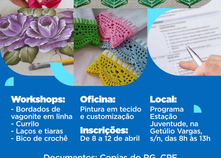 Inscrições para workshops e oficinas da Sedes estarão abertas nesta segunda (8)