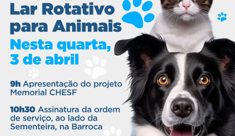 Prefeitura lançará projeto e dará ordem de serviço para construção do Lar Rotativo para Animais nesta quarta (3)