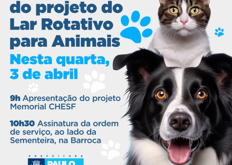 Prefeitura lançará projeto e dará ordem de serviço para construção do Lar Rotativo para Animais nesta quarta (3)