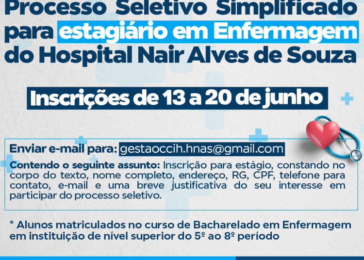 HNAS abre Processo Seletivo para estagiário de enfermagem não remunerado para área de CCIH