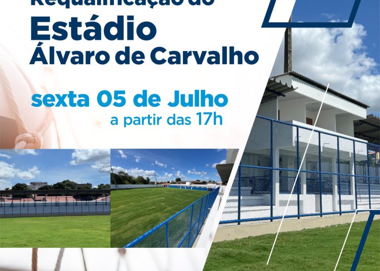 ENTREGA RUBERLENO 01 Prefeitura de Paulo Afonso Requalificação do Estádio Álvaro de Carvalho, popularmente conhecido como Ruberleno será entregue nesta sexta-feira (5)