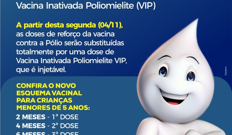 Novo esquema de vacinação contra poliomielite tem início nesta segunda (4)