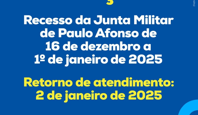 Junta Militar de Paulo Afonso entra em recesso a partir de 16 de dezembro