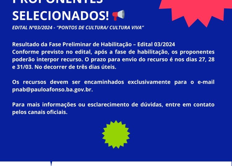 PNAB – Edital 03/2024: Resultado Preliminar Publicado; Fiquem Atentos ao Prazo de Recurso